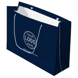 Sacola Para Presentes Grande Logotipo Empresarial Azul Marinho Corporativo Simp