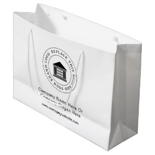 Sacola Para Presentes Grande Logotipo Empresarial Minimalista Personalizado Sim