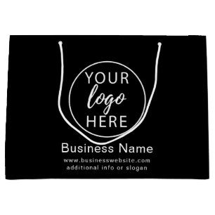 Sacola Para Presentes Grande Logotipo Empresarial Personalizado Preto Simples