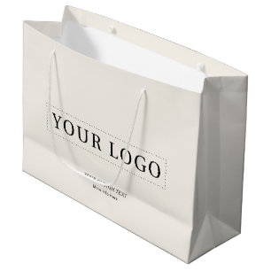 Sacola Para Presentes Grande Logotipo Empresarial Simples de Marfim Presente