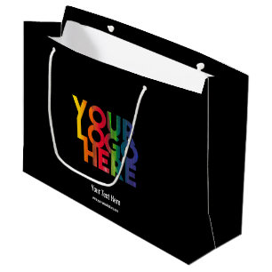 Sacola Para Presentes Grande Logotipo Empresarial Simples Preto