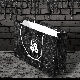 Sacola Para Presentes Grande Logotipo Preto Sparkle XL - Bolsa de Compras de Pa