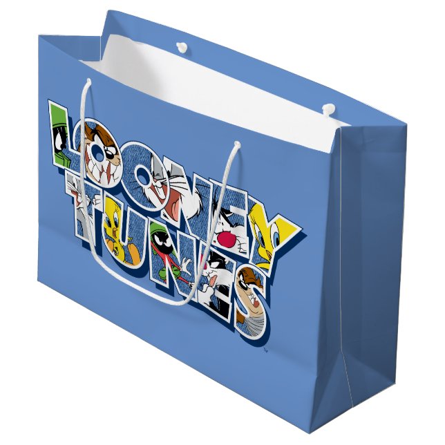Sacola Para Presentes Grande LOONEY TUNES™ Characters in Letting (Frente inclinada)