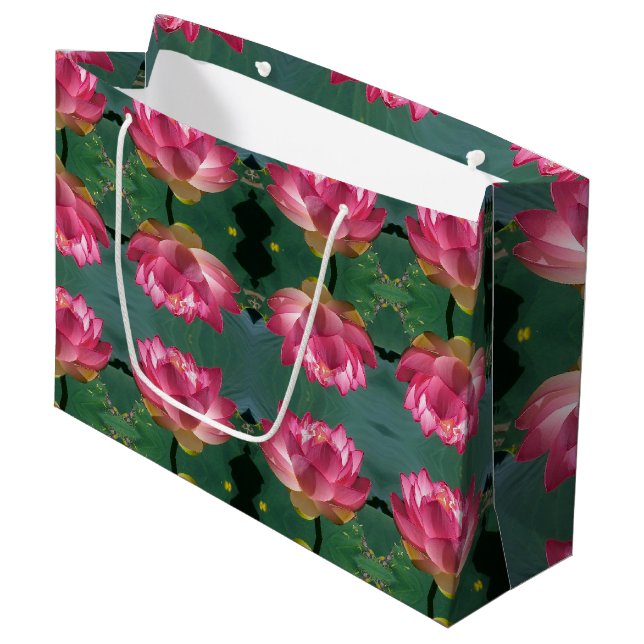 Sacola Para Presentes Grande Lotus Rosa Gift (Frente inclinada)
