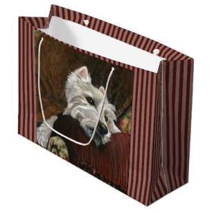 Sacola Para Presentes Grande Lounging Westie em Sofa