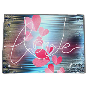 Sacola Para Presentes Grande Love Shimmer