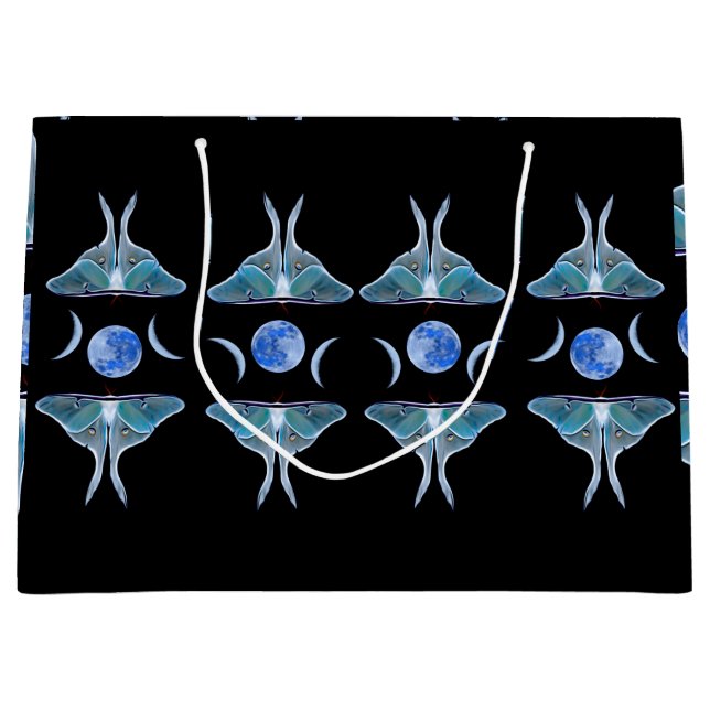 Sacola Para Presentes Grande Lua tripla de Luna Moth a preto (Frente)