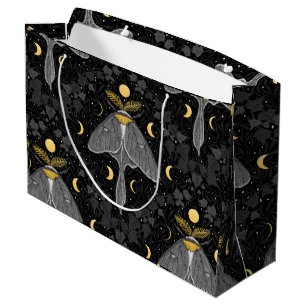 Sacola Para Presentes Grande Luna-mariposa, fases luas e cor damasco de marijua