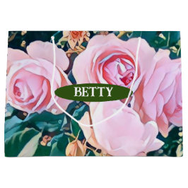 Sacola Para Presentes Grande luxe romantic flowers botanical wallpaper