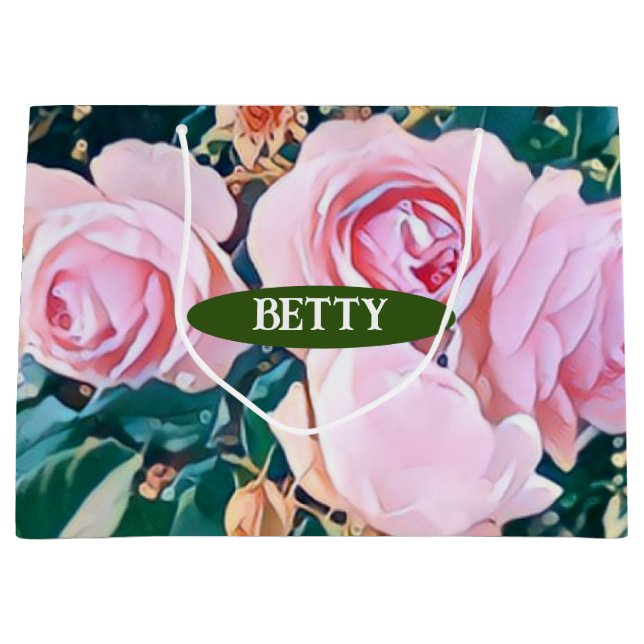 Sacola Para Presentes Grande luxe romantic flowers botanical wallpaper (Frente)