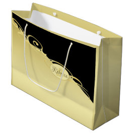 Sacola Para Presentes Grande Luxo decorativo dourado em dourado e preto, Monogr