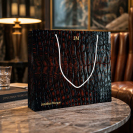 Sacola Para Presentes Grande Luxury Executive Monogram Premium Leather