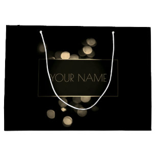 Sacola Para Presentes Grande Luzes de branding de luxo com nome mínimo Dourado