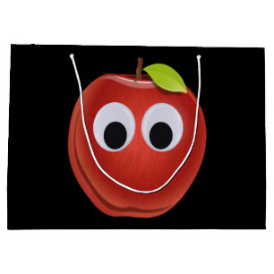Sacola Para Presentes Grande Maçã, fruta vermelha com olhos maliciosos - Person