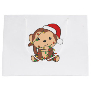Sacola Para Presentes Grande Macacos Macacos Macacos De Inverno De Natal