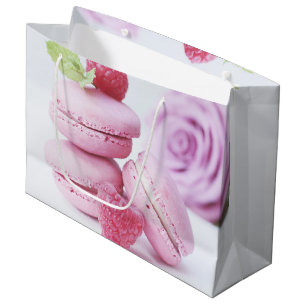 Sacola Para Presentes Grande Macarons Rosa de Framboesa Foto de Pastelaria Fran