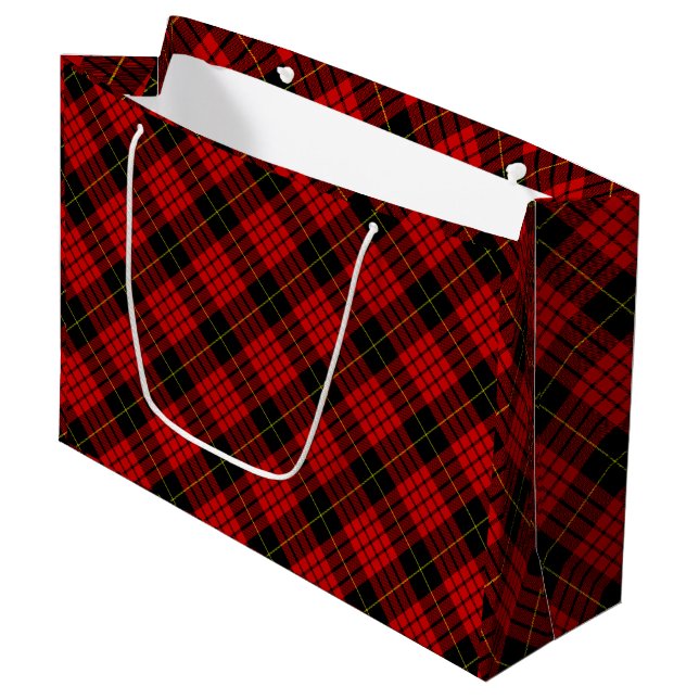 Sacola Para Presentes Grande MacQueen Tartan Red and Black Xadrez (Frente inclinada)