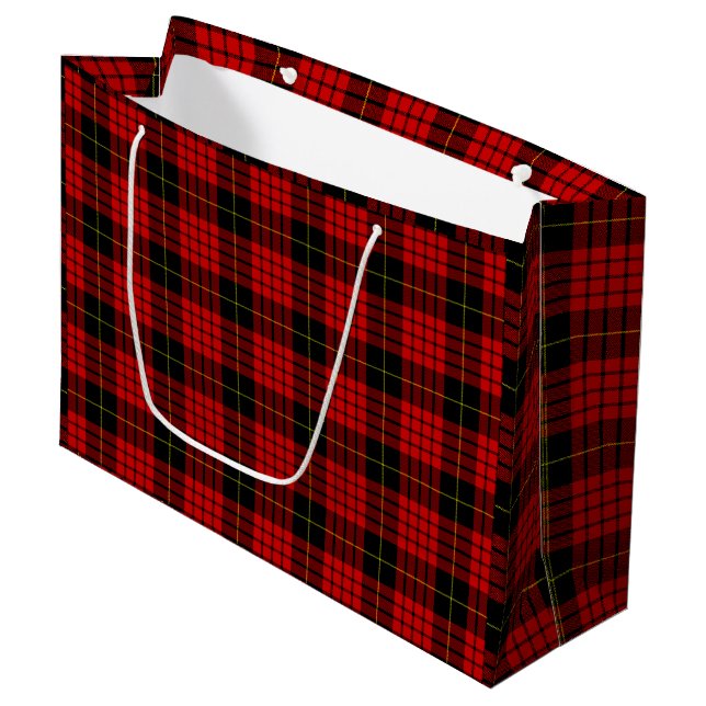 Sacola Para Presentes Grande MacQueen Tartan Red and Black Xadrez (Frente inclinada)