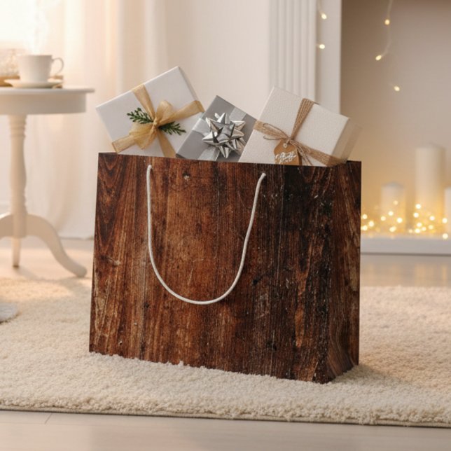 Sacola Para Presentes Grande Madeira Rústica Arranhada (Criador carregado)
