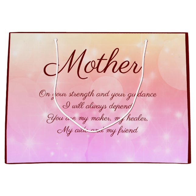 Sacola Para Presentes Grande Madre Personalizada Saco do Presente com Poema ado (Frente)