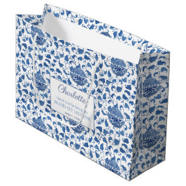 Sacola Para Presentes Grande Madrinha de casamento Azul E Branco, Obrigado