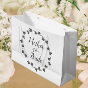 Sacola Para Presentes Grande Mãe da Cinza da Noiva Casamento Ivy Wreath