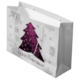 Sacola Para Presentes Grande Magenta - Árvore Festiva de Natal - Saco do Presen