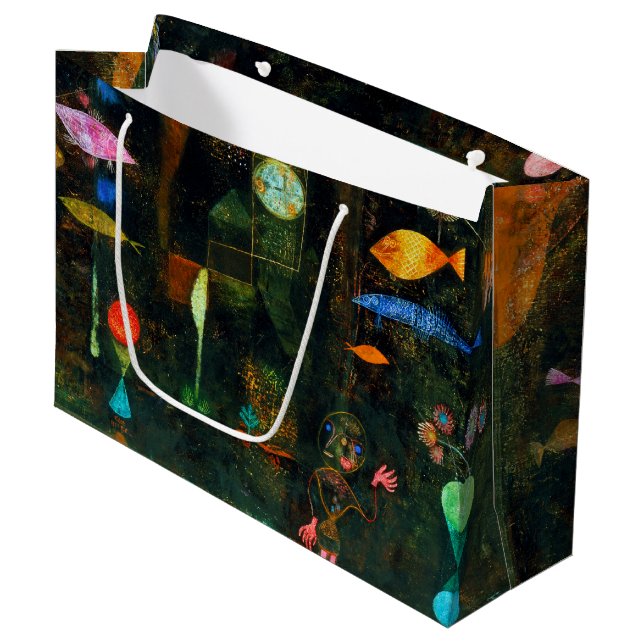 Sacola Para Presentes Grande Magia de Peixes, Paul Klee Large Gift Bag (Frente inclinada)