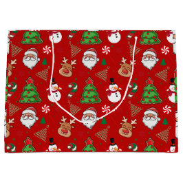 Sacola Para Presentes Grande Magical Christmas – Santa, Reindeer & Snowflakes