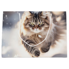 Sacola Para Presentes Grande Maine Coon Dashing Through the Snow