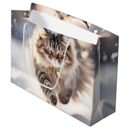 Sacola Para Presentes Grande Maine Coon Dashing Through the Snow