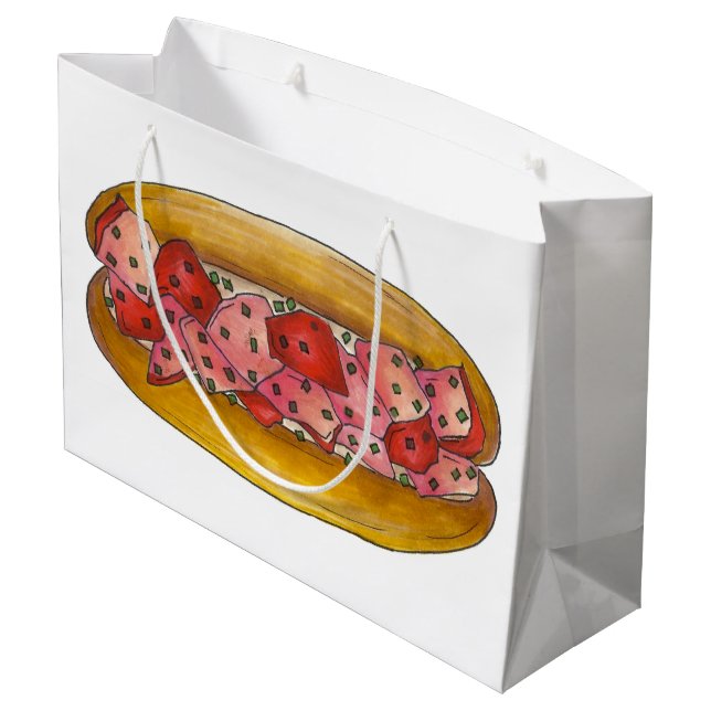 Sacola Para Presentes Grande Maine Lobster Roll Sandwich Seafood Portland Comid (Verso inclinado)