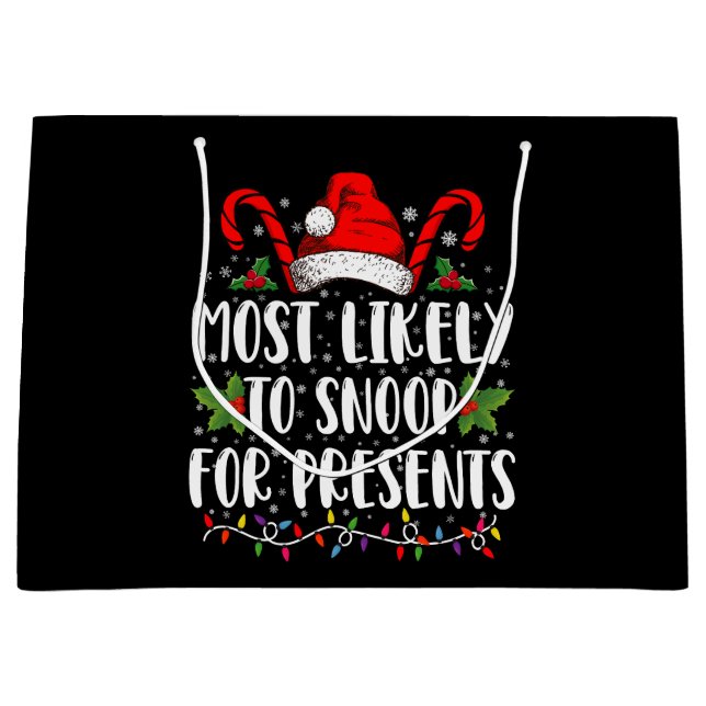 Sacola Para Presentes Grande Mais Provável Para Snoop Para O Natal Da Família D (Frente)