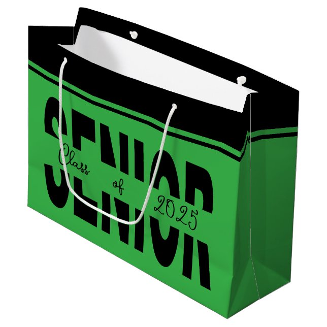 Sacola Para Presentes Grande Mais velho preto clássico personalizado (Frente inclinada)