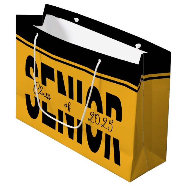 Sacola Para Presentes Grande Mais velho preto clássico personalizado (Frente inclinada)