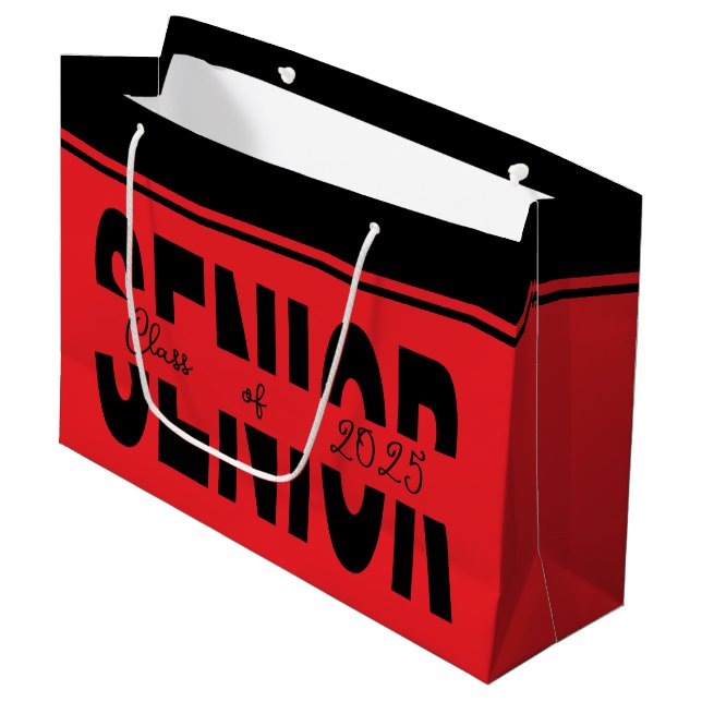 Sacola Para Presentes Grande Mais velho preto clássico personalizado (Frente inclinada)