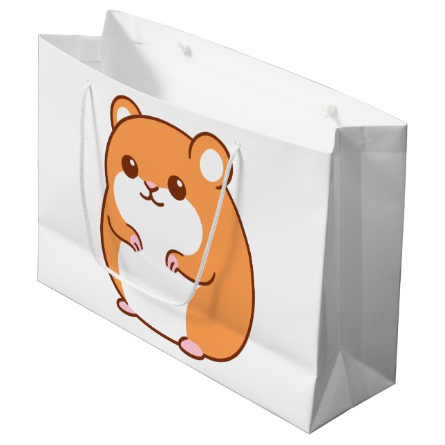 Sacola Para Presentes Grande Malas para presentes de Hamster Feliz (Frente inclinada)