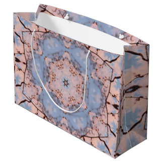 Sacola Para Presentes Grande Manhã caleidoscópio Azul & Rosa Geada