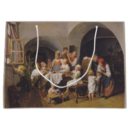 Sacola Para Presentes Grande Manhã de Natal (por Ferdinand Georg Waldmüller)