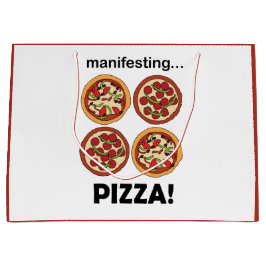 Sacola Para Presentes Grande Manifesting Pepperoni Pizza Birthday Party