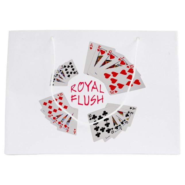 Sacola Para Presentes Grande Mãos Poker - Royal Flush (Frente)
