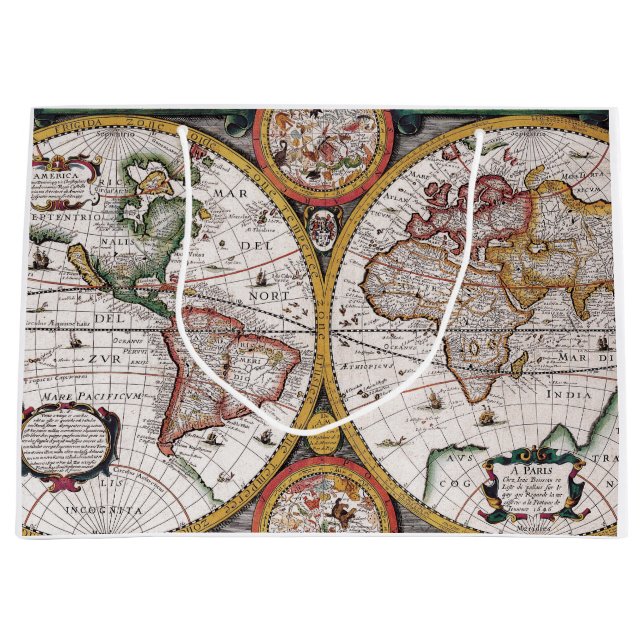 Sacola Para Presentes Grande Mapa antigo antigo inspirado (12) (Frente)