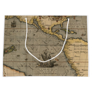 Sacola Para Presentes Grande Mapa antigo antigo inspirado (14) Bagagem