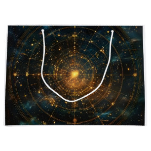 Sacola Para Presentes Grande Mapa Celestial das Estrelas do ouro (3)