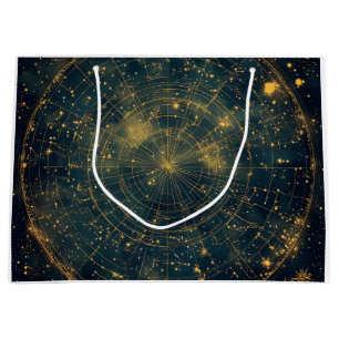Sacola Para Presentes Grande Mapa Celestial das Estrelas do ouro (4)