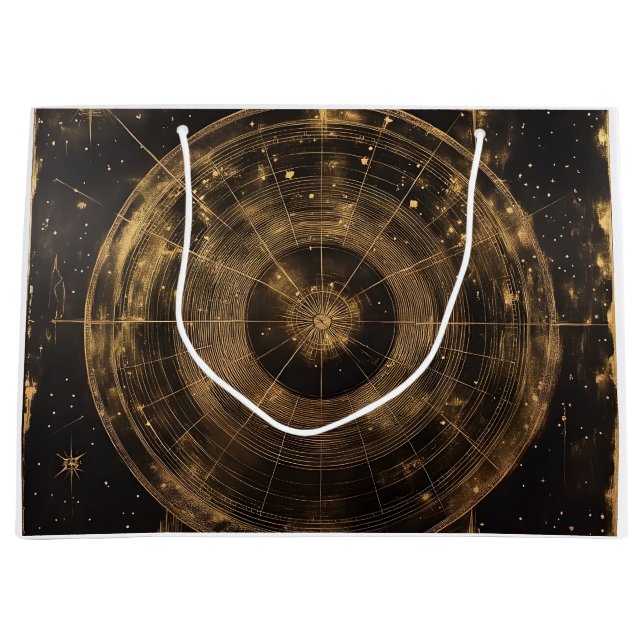 Sacola Para Presentes Grande Mapa Celestial das Estrelas do ouro (5) (Frente)