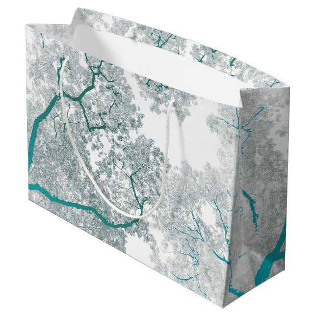 Sacola Para Presentes Grande Mapa de Árvores 3 (Verso inclinado)