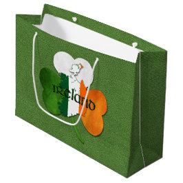 Sacola Para Presentes Grande Mapa do Dia de Patrick da Irlanda/Clover