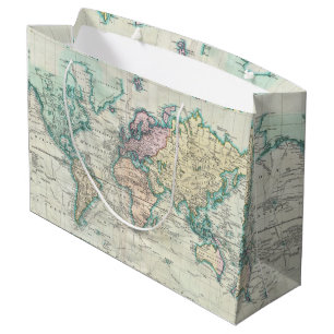 Sacola Para Presentes Grande Mapa do vintage do mundo (1801)