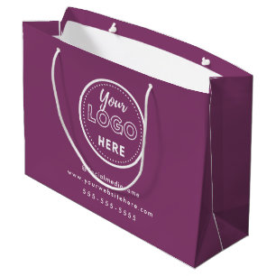 Sacola Para Presentes Grande Marca Profissional Minimalista Logotipo Roxo de Mi